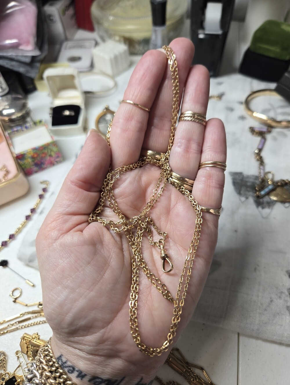 Victorian Gold Filled Watch Chain Long Guard Necklace - Classic Women’s Jewelry
